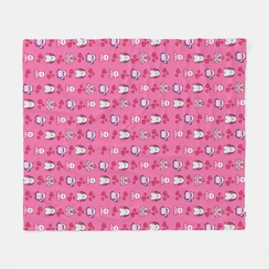 Webkinz Valentijn Pattern Fleece Deken (Voorkant (Horizontaal))
