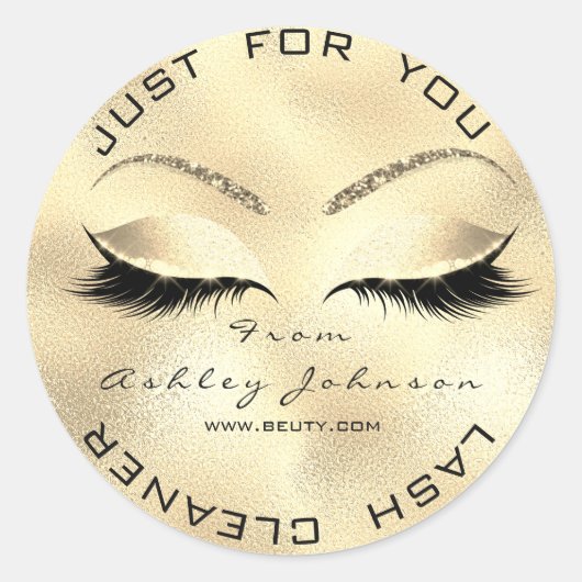 Webnaam Beauty Salon Glitter Glam Lash Cleaner Ronde Sticker (Voorkant)