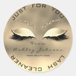 Webnaam Beauty Salon Glitter Gold Lash Cleaner 2 Ronde Sticker