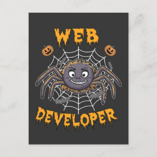 Webontwikkelaar Funny Spooky Halloween Spider Feestdagenkaart