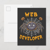 Webontwikkelaar Funny Spooky Halloween Spider Feestdagenkaart (Voorkant / Achterkant)
