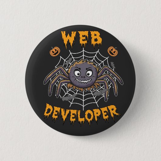 Webontwikkelaar Funny Spooky Halloween Spin Ronde Button 5,7 Cm (Voorkant)