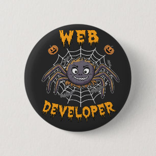Webontwikkelaar Funny Spooky Halloween Spin Ronde Button 5,7 Cm