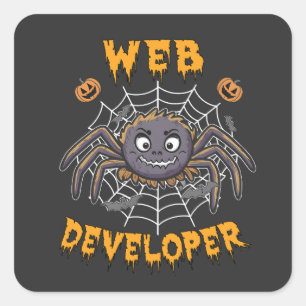 Webontwikkelaar Funny Spooky Halloween Spin Vierkante Sticker