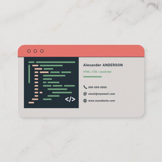 webontwikkelaar visitekaartje (Achterkant)