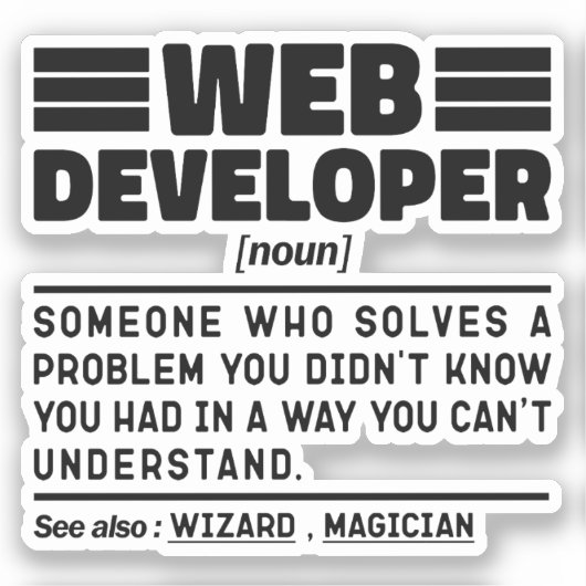 Webontwikkelaar Zelfstandig naamwoord Cool Compute Sticker (Voorkant)
