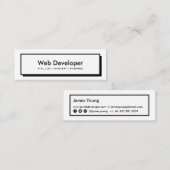 Webontwikkelaar zwarte website knop minimaal wit mini visitekaartje (Voorkant / Achterkant)