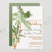 Webpagina Beach Wedding Tropical Copper Palm Trees Kaart (Voorkant / Achterkant)