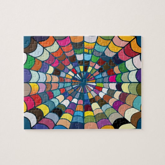 Webpatroon met meerdere kleuren vervormde spin legpuzzel (Horizontaal)