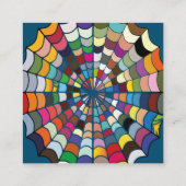 Webpatroon met meerdere kleuren vervormde spin vierkante visitekaartje (Achterkant)