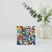 Webpatroon met meerdere kleuren vervormde spin vierkante visitekaartje (Staand voorkant)