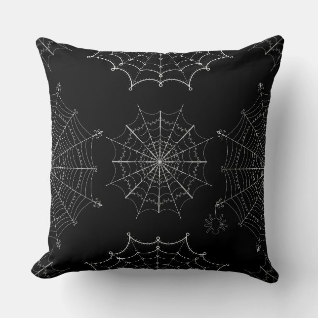 Webs met zwarte en witte halloween spin kussen (Voorkant)