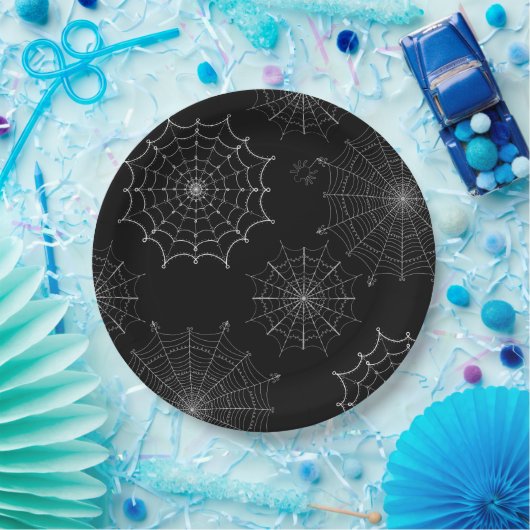 Webs met zwarte en witte halloween spin papieren bordje (Feest)