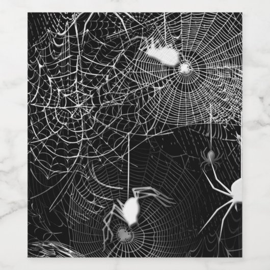 Webs met zwarte en witte spin wijn etiket (Enkel label)