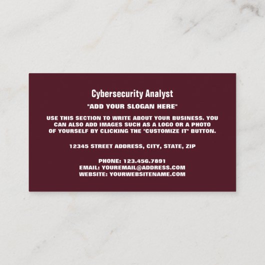 Webscript, informatietechnologie, computer visitekaartje (Achterkant)