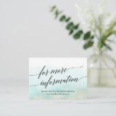 Website Aqua and Gold Waterverf Beach Wedding Informatiekaartje (Staand voorkant)
