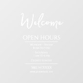 Website bedrijfswelkomsttijd en open uren raamsticker (Vel)
