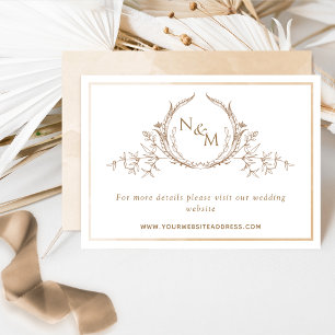 website Beige Cream Waterverf Monogram Weddenschap Informatiekaartje