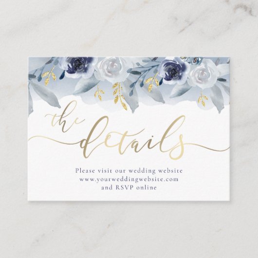 Website blauwe Rozen bruiloft Informatiekaartje (Voorkant)