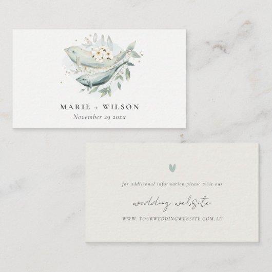 Website blauwgroen gouden onderzeese Floral Fish W Informatiekaartje (Voorkant / Achterkant)