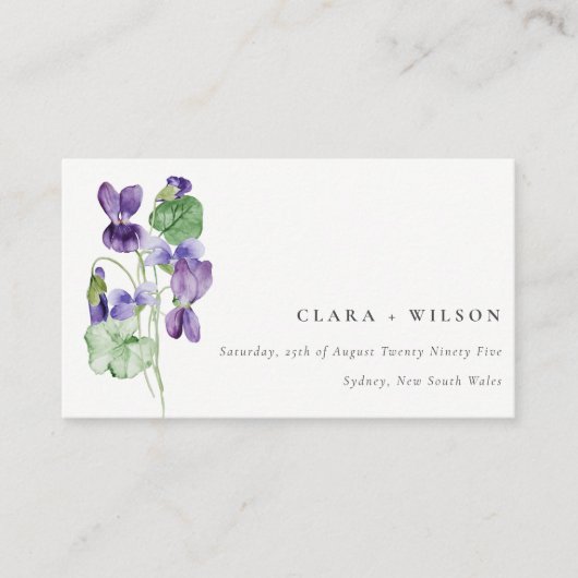  website Chic Violet Floral Bunch Wedding Informatiekaartje (Voorkant)