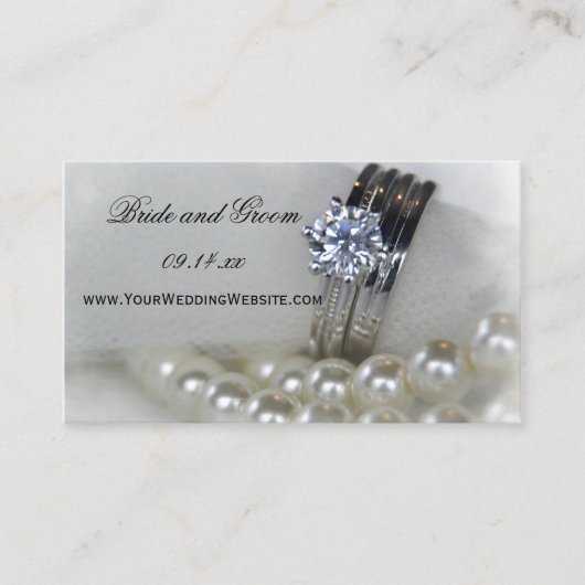Website Diamond Rings and Pearls Wedding Informatiekaartje (Voorkant)