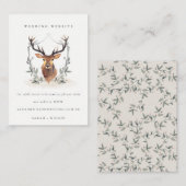 Website Elegant Dusky Deer Floral Crest Wedding Informatiekaartje (Voorkant / Achterkant)