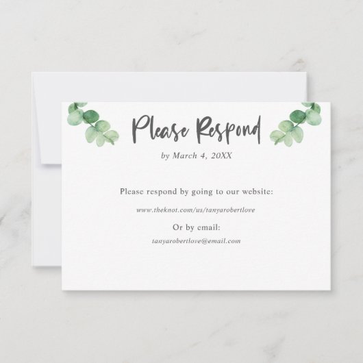 Website Elegant Eucalyptus bruiloft RSVP (Voorkant)