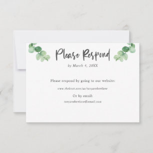 Website Elegant Eucalyptus bruiloft RSVP Kaartje