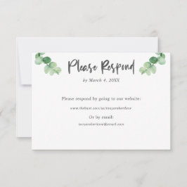 Website Elegant Eucalyptus bruiloft RSVP Kaartje