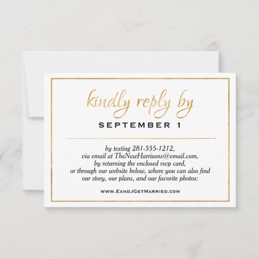 Website Elegant Gold Script Wedding/Reception RSVP (Voorkant)