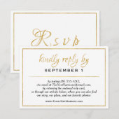 Website Elegant Gold Script Wedding/Reception RSVP Kaartje (Voorkant / Achterkant)