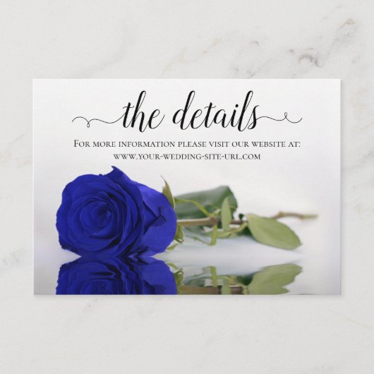 Website Elegant Royal Blue Roos Wedding Details Informatiekaartje (Voorkant)