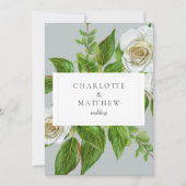 Website Elegant White Rose Greenery Wedding Kaart (Voorkant)