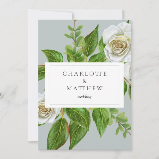 Website Elegant White Rose Greenery Wedding Kaart (Voorkant)