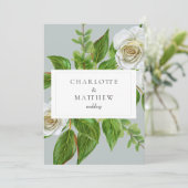 Website Elegant White Rose Greenery Wedding Kaart (Staand voorkant)