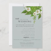 Website Elegant White Rose Greenery Wedding Kaart (Achterkant)