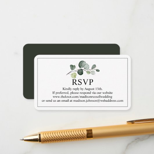 Website Eucalyptus Greenery Wedding RSVP Informatiekaartje (Voorkant / Achterkant in situ)