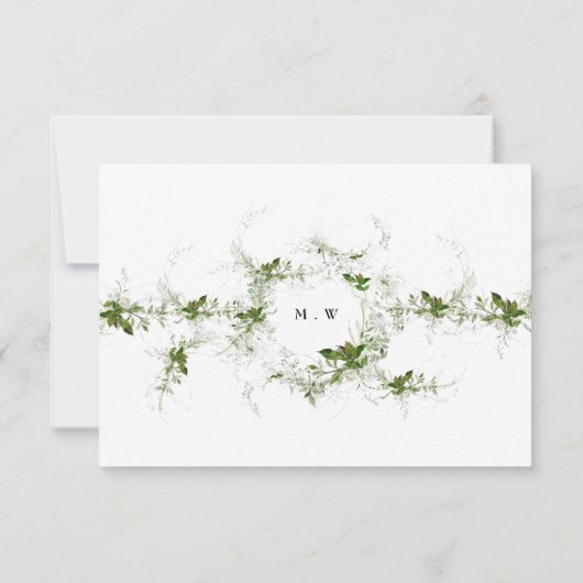 Website | Eucalyptus Monogram bruiloft RSVP Kaartje (Achterkant)