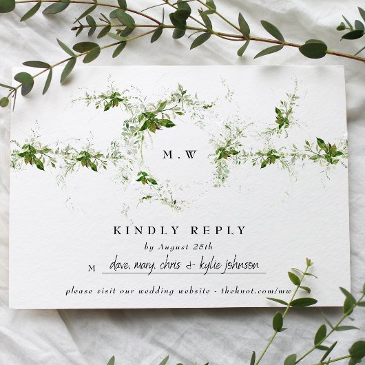 Website | Eucalyptus Monogram bruiloft RSVP Kaartje