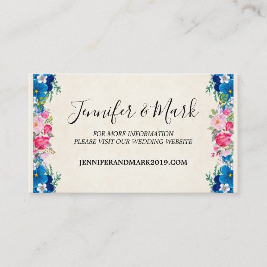 Website Fancy huwelijk roze en blauw Lijst Visitekaartje (Voorkant)