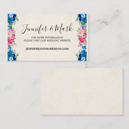 Website Fancy huwelijk roze en blauw Lijst Visitekaartje (Voorkant / Achterkant)