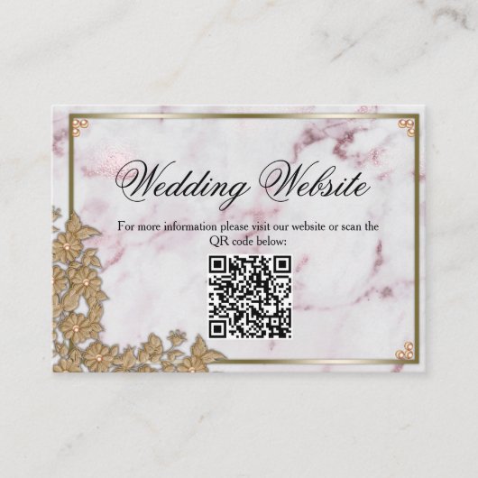 Website Gold Lace en Pearls Wedding Informatiekaartje (Voorkant)