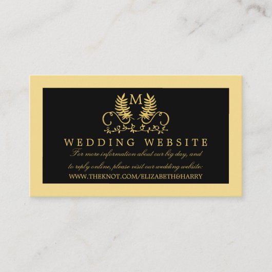 Website Golden Floral Emblem Wedding Informatiekaartje (Voorkant)