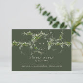 Website | Groene Eucalyptus Monogram bruiloft RSVP Kaartje (Staand voorkant)