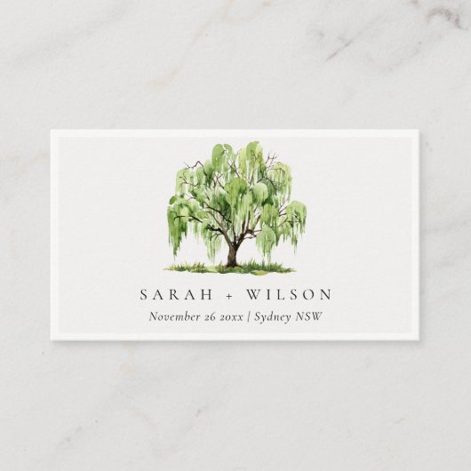 Website groene Waterverf Willow Tree Boerderij Wed Visitekaartje (Voorkant)