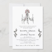website Hand Drawn Chandelier Bow Wedding  Kaart (Voorkant)