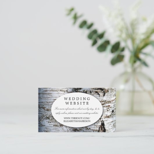 Website land Rustic Birch Tree Wedding Informatiekaartje (Staand voorkant)