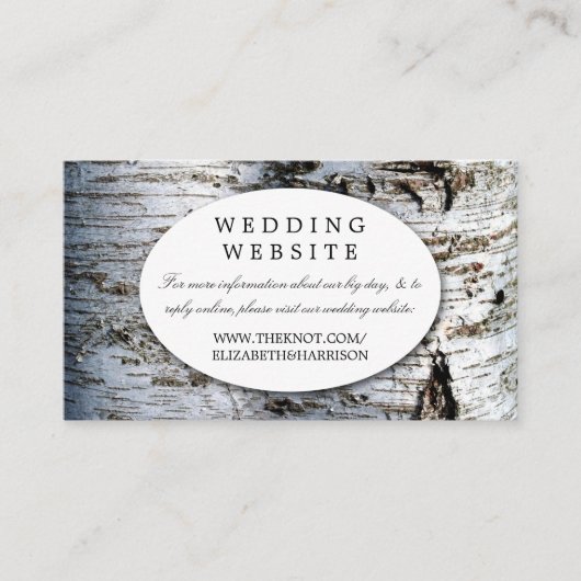 Website land Rustic Birch Tree Wedding Informatiekaartje (Voorkant)