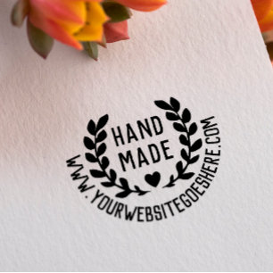 Website Laurel Wreath Heart Handmade Rubberstempel